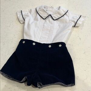 Shrimp & Grits Kids Oliver Set in Navy.  Size 12M.